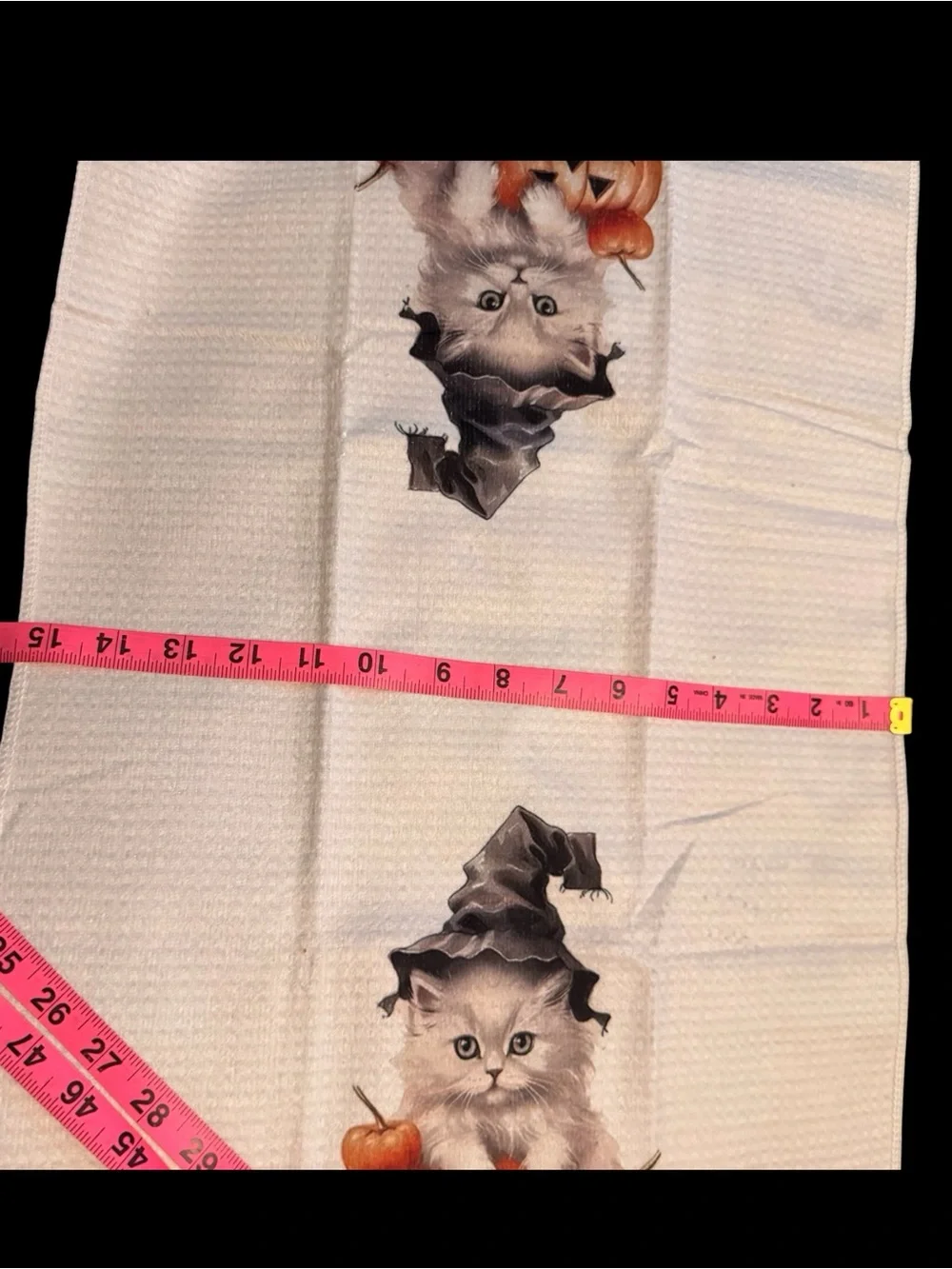 Set of 2 Witch Cat Pumpkin Halloween Kitchen Tea Towels Fall Decor